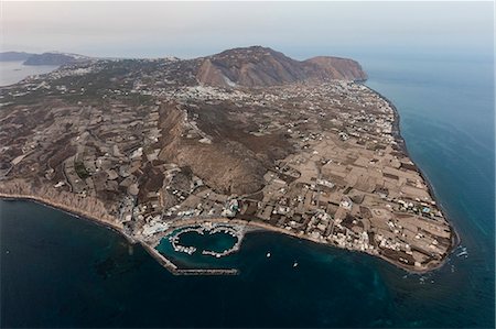 Aerial view of Santorini Cyclades South Aegean Greece Europe Stock Photo - Rights-Managed, Code: 879-09043891