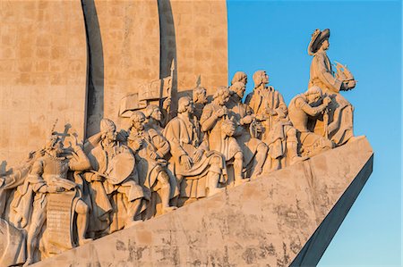 statues in portugal - Detials of the Tower of Belém on the bank of the Tagus River Padrão dos Descobrimentos Lisbon Portugal Europe Stock Photo - Rights-Managed, Code: 879-09043903