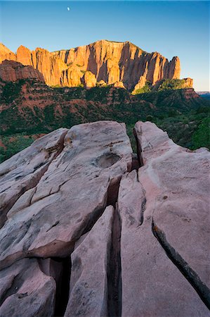 parque nacional zion - Sunset at Kolob Canyons, Zion National Park, Springdale, Utah, Usa Foto de stock - Con derechos protegidos, Código: 879-09099936