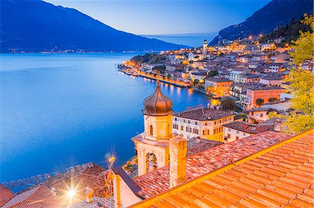 Limone sul Garda at dusk, Garda Lake, Brescia province, Lombardy, Italy Stock Photo - Rights-Managed, Code: 879-09099957