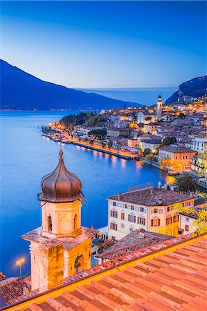 simsearch:879-09129297,k - Limone sul Garda at dusk, Garda Lake, Brescia province, Lombardy, Italy Stock Photo - Rights-Managed, Code: 879-09099958