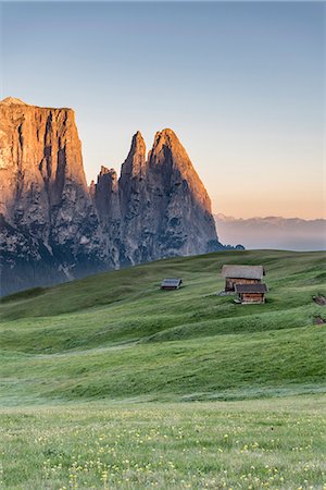 simsearch:879-09100699,k - Alpe di Siusi/Seiser Alm, Dolomites, South Tyrol, Italy. Sunrise on the Alpe di Siusi Stock Photo - Rights-Managed, Code: 879-09100619