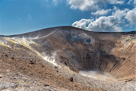 Volcano, Messina district, Sicily, Italy, Europe. Sulfur fumaroles on the crater rim of Vulcano. Stock Photo - Rights-Managed, Code: 879-09100623