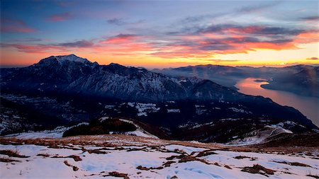 pink white - Sunset on Mount Grigna end Lake Como from mount Muggio,Muggio,Giumello,Casargo, Valsassina,Lecco,Lombardy,Italy,Europe. Stock Photo - Rights-Managed, Code: 879-09128859