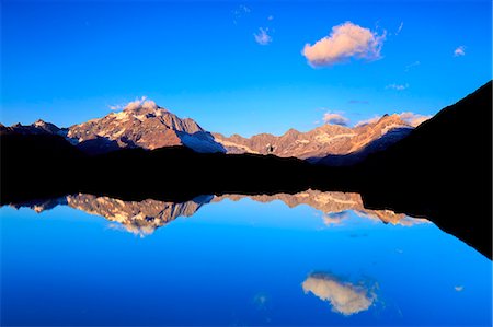 province of sondrio - Mount Disgrazia reflected in the water, Valmalenco, Valtellina,Sondrio province, Lombardy, Italy. Stock Photo - Rights-Managed, Code: 879-09128887