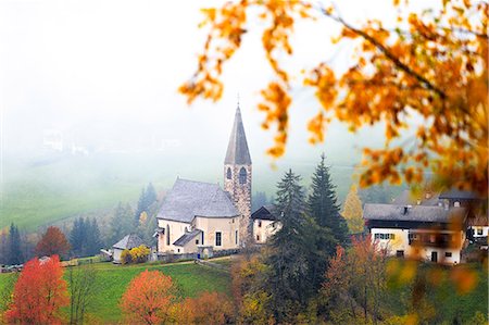 simsearch:879-09100184,k - Church of Santa Magdalena in the autumn mist. Funes Valley, South Tyrol, Dolomites, Italy Stock Photo - Rights-Managed, Code: 879-09128881