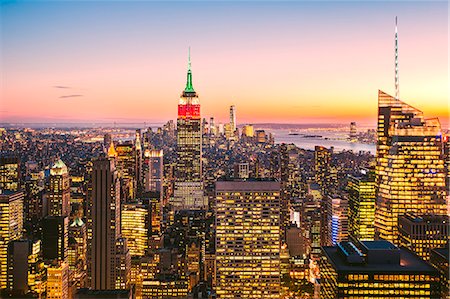 empire state building not illustration - Empire State Building and the Freedom Tower as seen from Top of the Rock Observation, New York City, USA Stock Photo - Rights-Managed, Code: 879-09128977