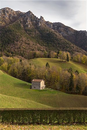 A little house on the slopes of Monte Alben in autumn, Valpiana, Serina, Val Serina, Bergamo district, Lombardy, Italy. Stock Photo - Rights-Managed, Code: 879-09129069