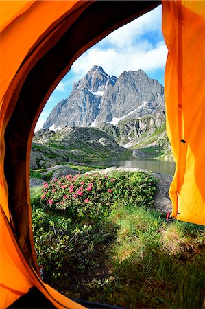 Monviso seen form my tent,"lago Superiore",Superiore Lake,, Piemonte,Piedmont,Italy,Italian, Stock Photo - Rights-Managed, Code: 879-09129118