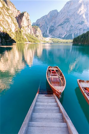 Lake Braies, Braies, Bolzano province , Trentino Alto Adige, Italy Stock Photo - Rights-Managed, Code: 879-09129316