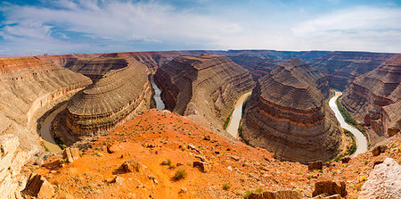 Panoramic view of San Juan River from Goosenecks State Park, San Juan, Mexican Hat, Utah, Usa Stock Photo - Rights-Managed, Code: 879-09188918