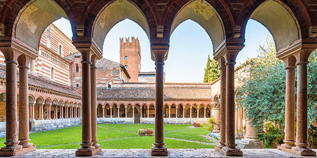 The cloister of st. Zeno Basilica. Verona, Veneto, Italy Stock Photo - Rights-Managed, Code: 879-09189032