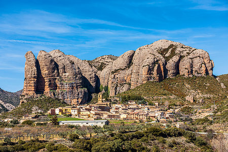 pyrenees landmark - Aguero village, province of Huesca, Aragon, Spain, Europe Stock Photo - Rights-Managed, Code: 879-09189056