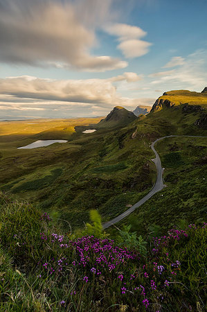 staffin - sunset at Quiraing, Isle of Skye, Inner Hebrides, Scotland, Europe Foto de stock - Direito Controlado, Número: 879-09189310