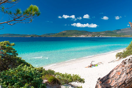 Maria Pia beach, Alghero, Sassari province, sardinia, italy, europe. Stockbilder - Lizenzpflichtiges, Bildnummer: 879-09189531