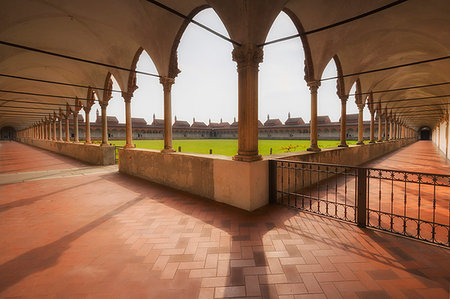 Cloister inside the Monastery of Certosa di Pavia. Certosa di Pavia, Pavia province, Lombardy, Italy, Europe. Stock Photo - Rights-Managed, Code: 879-09189659