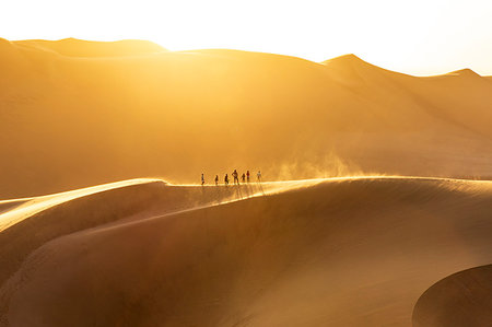 simsearch:879-09189777,k - People walking on the edge of a sand dune at sunset,Walvis Bay,Namibia,Africa Foto de stock - Con derechos protegidos, Código: 879-09189746