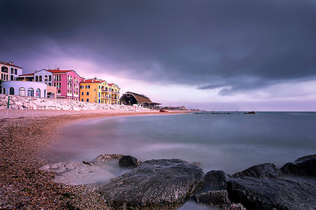 pier sea nobody - Porto Recanati village, Macerata district, The Marches, Italy Stock Photo - Rights-Managed, Code: 879-09189874