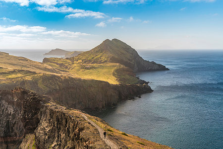 simsearch:879-09190103,k - Hiker walking on the trail to Point of Saint Lawrence. Canical, Machico district, Madeira region, Portugal. Stock Photo - Rights-Managed, Code: 879-09190024