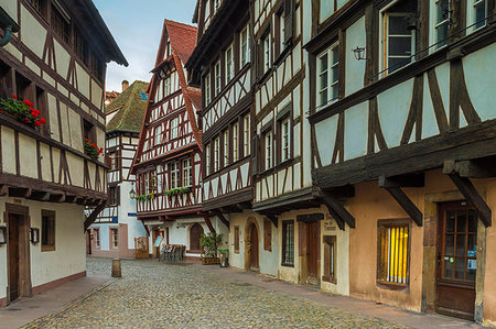 street alsace - Half timbered houses,Strasbourg, Alsace, Grand Est region, Bas-Rhin, France Stock Photo - Rights-Managed, Code: 879-09190206