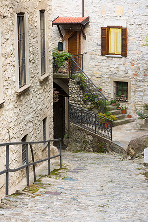 Steep street of Nesso, Nesso, Como province, Lombardia, Italy Stock Photo - Rights-Managed, Code: 879-09190224