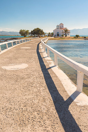 Close up of the bridge that link Elafonissos island with the orthodox church of St. Spyridon, Elafonissos, Laconia region, Peloponnese, Greece, Europe Stock Photo - Rights-Managed, Code: 879-09190254