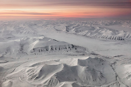 spitzbergen island - Aerial view of Spitsbergen at night in early spring, Svalbard. Stock Photo - Rights-Managed, Code: 879-09190602