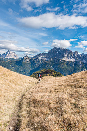 Mount Sasso Bianco, Dolomites, Alleghe, province of Belluno, Veneto, Italy, Europe. View to Mount Pelmo and Mount Civetta Stock Photo - Rights-Managed, Code: 879-09190653