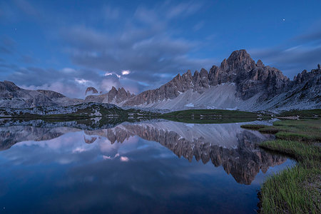 paternkofel - Sesto / Sexten, province of Bolzano, Dolomites, South Tyrol, Italy. Dusk at the lakes Piani Stock Photo - Rights-Managed, Code: 879-09190773