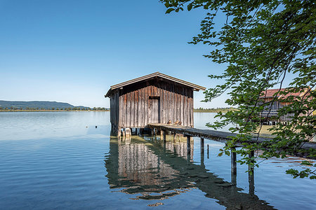 dock and water - Kochel am See, Bad Tölz-Wolfratshausen district, Upper Bavaria, Germany, Europe Stock Photo - Rights-Managed, Code: 879-09190852