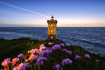 faro - Kermorvan Lighthouse, Le Conquet, Brest, Finistère departement, Bretagne - Brittany, France, Europe Foto de stock - Con derechos protegidos, Código: 879-09190985