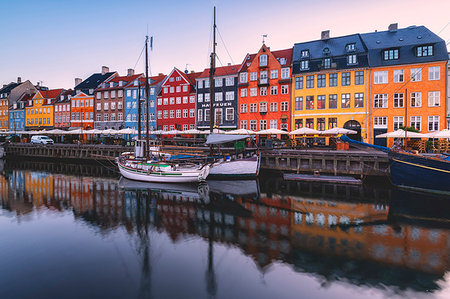 danish (denmark) - Nyhavn at dawn, Copenhagen, Hovedstaden, Denmark, Northern Europe. Stock Photo - Rights-Managed, Code: 879-09191073