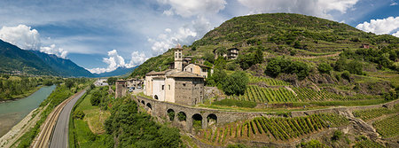 Aerial view of Torre della Sassella and vineyards, Sondrio province, Lombardy, Italy Stock Photo - Rights-Managed, Code: 879-09191443