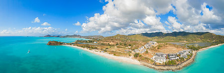 panoramic beach - Panoramic elevated view of Ffryes Beach and Darkwood Beach, Antigua, Antigua and Barbuda, Leeward Islands, West Indies Stock Photo - Rights-Managed, Code: 879-09191494