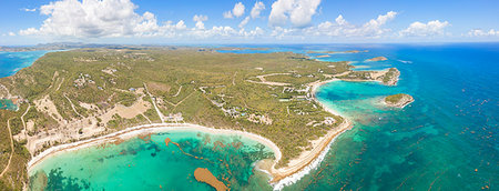 Panoramic elevated view of Half Moon Bay and Exchange Bay, Antigua, Antigua and Barbuda, Caribbean, Leeward Islands, West Indies Stock Photo - Rights-Managed, Code: 879-09191497