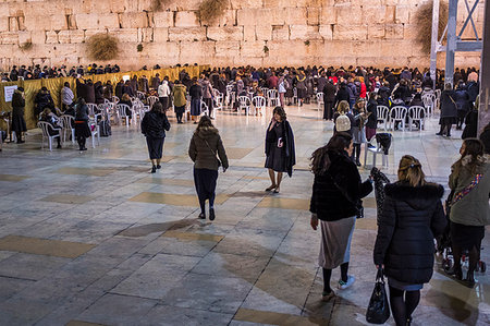 The female side of the western wall or Wailing wall the holiest place to Judaism in the old city of Jerusalem, Israel, Middle East Stock Photo - Rights-Managed, Code: 879-09191559