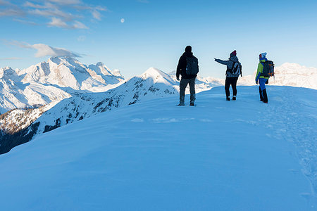 simsearch:862-07690237,k - Marmolada at sunrise in winter Europe, Italy, Veneto, Belluno district, Giau pass Fotografie stock - Rights-Managed, Codice: 879-09191605