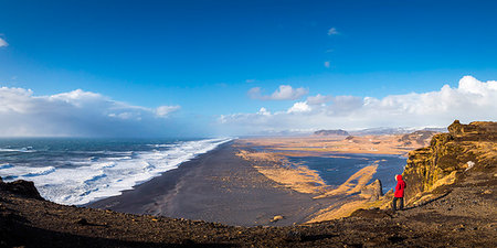 Solheimfjara beach from Dyrholaey viewpoint, southern Iceland Photographie de stock - Rights-Managed, Code: 879-09191705