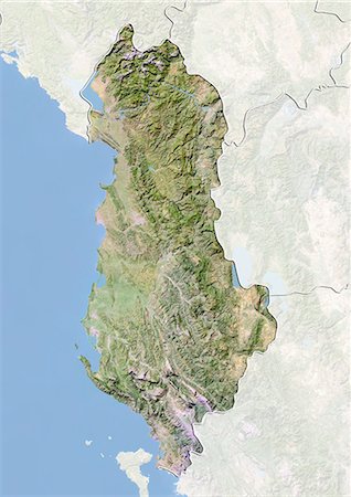 Albania, Satellite Image With Bump Effect, With Border and Mask Foto de stock - Con derechos protegidos, Código: 872-06054064