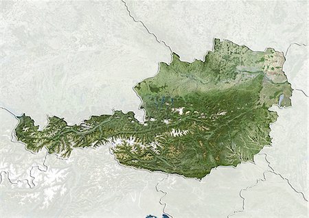 Austria, True Colour Satellite Image With Border and Mask Stock Photo - Rights-Managed, Code: 872-06054105