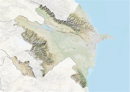 simsearch:872-06160380,k - Azerbaijan, Relief Map With Border and Mask Stock Photo - Rights-Managed, Code: 872-06054107