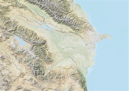 simsearch:872-08689425,k - Azerbaijan, Relief Map With Border Stock Photo - Rights-Managed, Code: 872-06054108