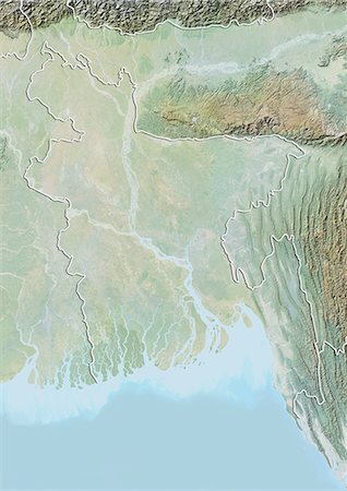 simsearch:872-06053522,k - Bangladesh, Relief Map With Border Stock Photo - Rights-Managed, Code: 872-06054119