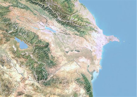 simsearch:872-06054721,k - Azerbaïdjan, Image Satellite avec effet de relief, avec bordure Photographie de stock - Rights-Managed, Code: 872-06054110