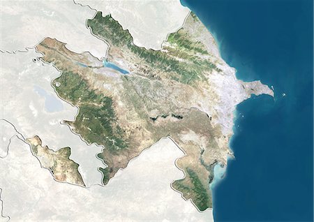 simsearch:872-06160380,k - Azerbaijan, True Colour Satellite Image With Border and Mask Stock Photo - Rights-Managed, Code: 872-06054111