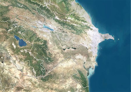 simsearch:872-06055693,k - Azerbaijan, True Colour Satellite Image With Border Foto de stock - Con derechos protegidos, Código: 872-06054112