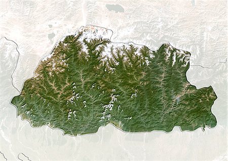 simsearch:872-06054141,k - Bhoutan, True Image couleur Satellite avec bordure et masque Photographie de stock - Rights-Managed, Code: 872-06054144