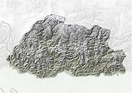 simsearch:872-06054141,k - Bhoutan, carte de Relief avec bordure et masque Photographie de stock - Rights-Managed, Code: 872-06054140