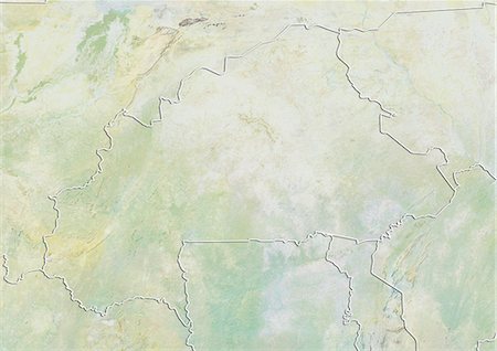 Burkina Faso, Relief Map With Border Stock Photo - Rights-Managed, Code: 872-06054179