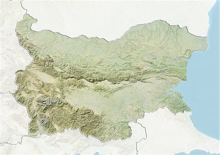 Bulgaria, Relief Map With Border and Mask Foto de stock - Con derechos protegidos, Código: 872-06054172